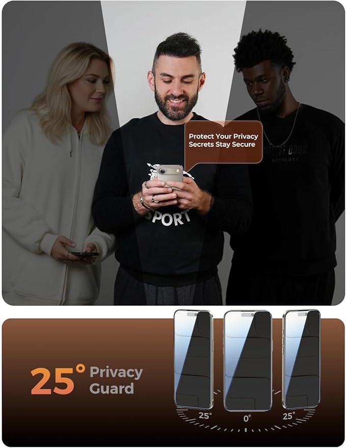 MAGIC JOHN 3rd Gen Upgraded for iPhone Air Privacy Screen Protector 6.5 Inch,25°Anti-Spy Screen,Shockproof Tempered Glass,Auto Dust-Removal,Bubble Free,Easy Installation,2 Pack