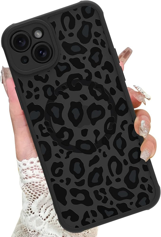 KANGHAR Case for iPhone 15 Phone Case [Compatible with Magsafe] Leopard Printed Pattern Cute Cheetah Protective Magnetic Case for Girls Women Men 6.1"