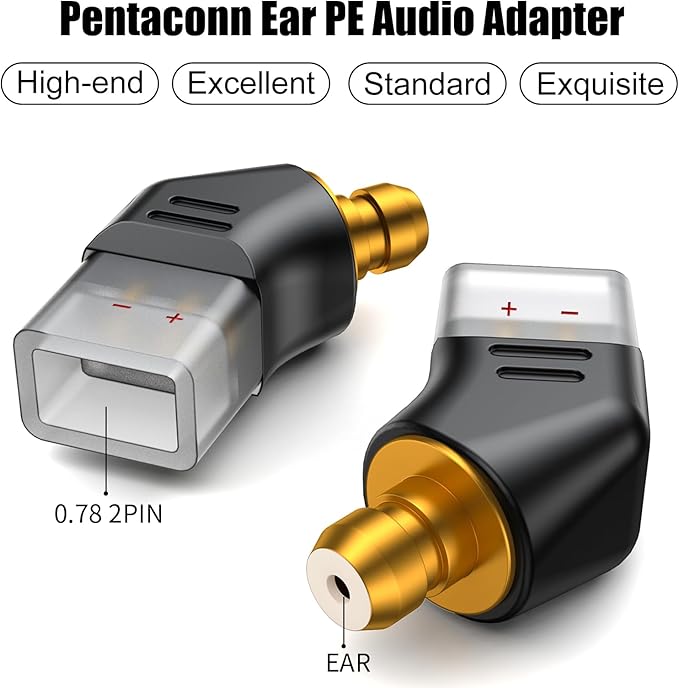 okcsc Ear Male to Recessed 2PIN Female Headphone Adapter for Earbuds to Recessed 2PIN Cable for Pentaconn Ear PE Mini Adapter for HS1511 HS1511CU 1750CU 1300ss Madoo Typ821 Madoo M001 1 Pair Clear