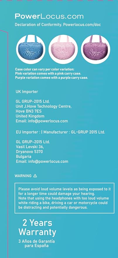 PowerLocus The Smurfs Kids Headphones, Bluetooth Headphones Over Ear for Kids with LED Lights, 74/85/94dB Volume Limited, Micro SD/TF, Foldable with Hi-Fi Stereo, Built-in Mic for School/Tablet/Travel