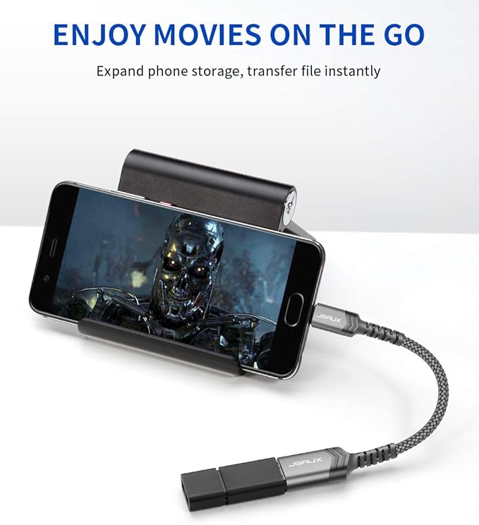 JSAUX USB C to USB Adapter [2 Pack], Type C 3.0 OTG Cable On The Go Type C Male to USB A Female Adapter Compatible with MacBook, iPhone 16 Pro Max/16 Plus/16e/15, Samsung Galaxy S25/S24/S23-Grey