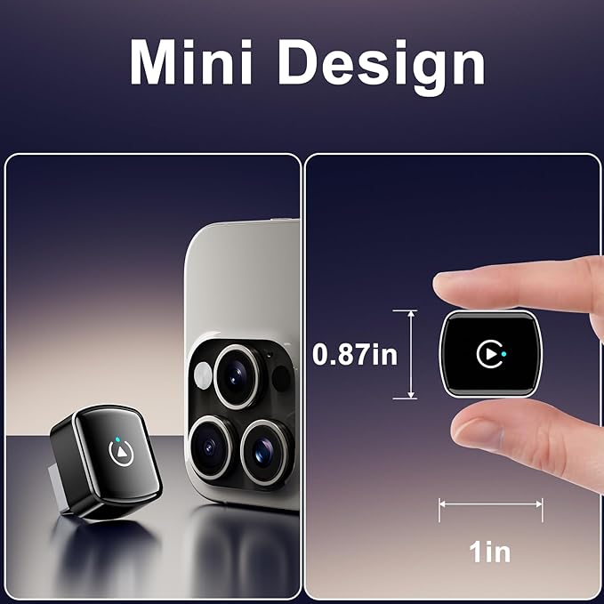 2 in 1 Wireless Carplay Adapter for Apple CarPlay & Android Auto, Mini Size with USB-A & USB-C Extension, Plug and Play, Car Play Wireless Adapter Compatible with iPhone iOS 10+, Android 11+