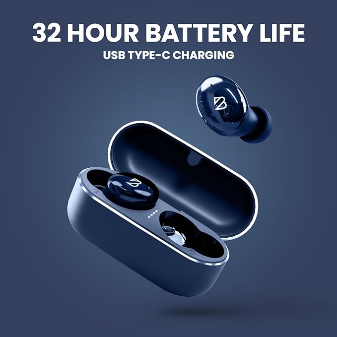 Tempo 30 Wireless Earbuds for Small Ears - Award-Winning Sound, Sweatproof Bluetooth Earbuds, Comfortable Ear Buds for Women, Navy Earphones for Small Ear Canals, Long Battery Headphone