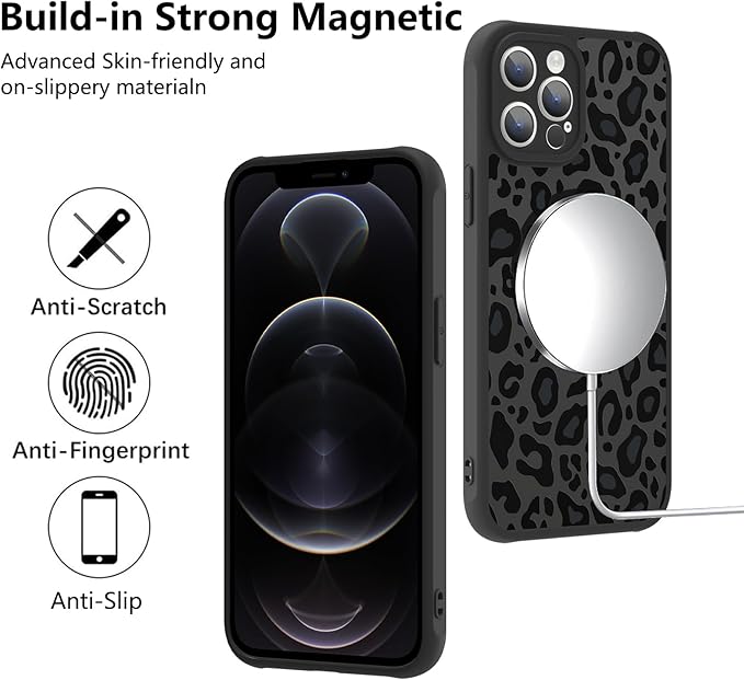 KANGHAR Case for iPhone 12 Pro Max Phone Case [Compatible with Magsafe] Leopard Printed Pattern Cute Cheetah Protective Magnetic Case for Girls Women Men 6.7"