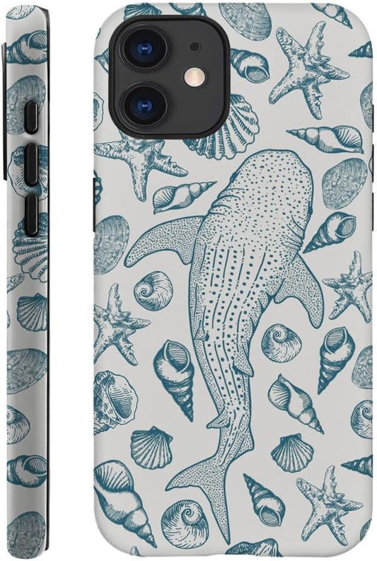DAIZAG Case Compatible with iPhone 12,Fit Shockproof Cover for Women Girls,Beach Seashell Whale Ocean Aesthetic