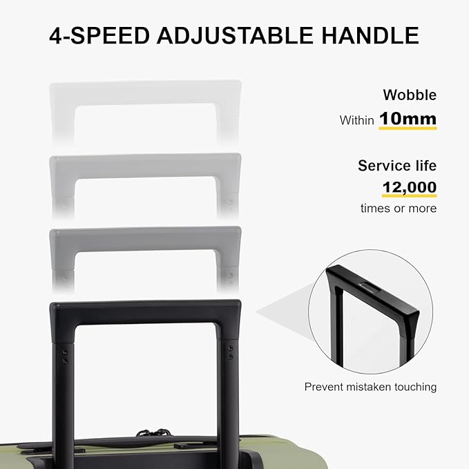 LEVEL8 Carry on Luggage Airline Approved, Small Carry on Suitcases with Wheels, Lightweight Hardside Textured Luggage for Travel, Tsa Approved, 20-Inch, Pickle Green