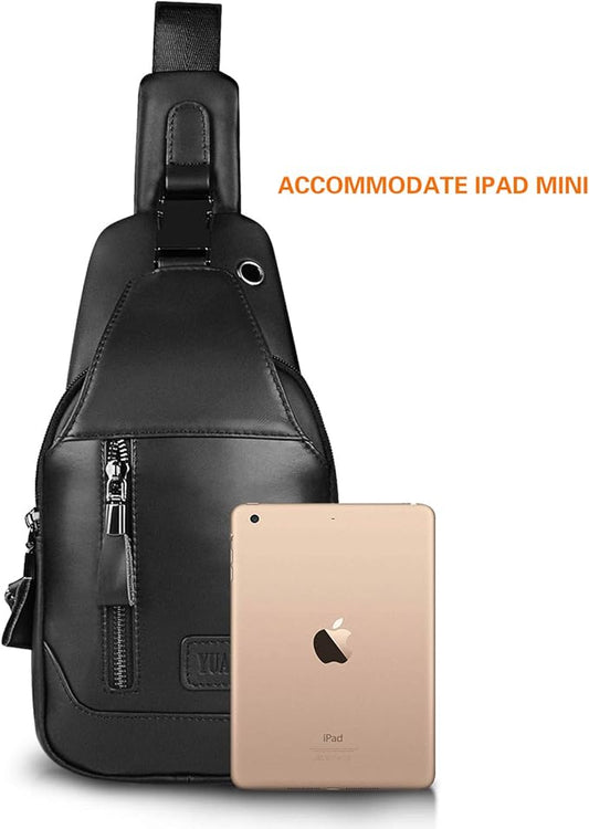 Leather Sling Bag Purse Chest Shoulder Backpack,Concealed Carry Crossbody Bags for Men Wander Plus Anti Theft Bag