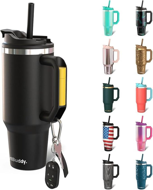 Frost Buddy Thicc Buddy - 40 oz Stainless Steel Vacuum Insulated Tumbler with Lid and Straw for Water - Travel Mug Cupholder Friendly - Gifts for Women Men Him Her (Texas Tea)