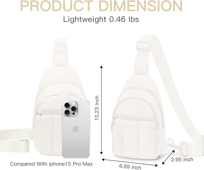 Quilted Puffer Crossbody Bags for Women Small Puffy Sling Bag Lightweight Cross Body Bubble Purse Shoulder Bag for Travel (Cream White)