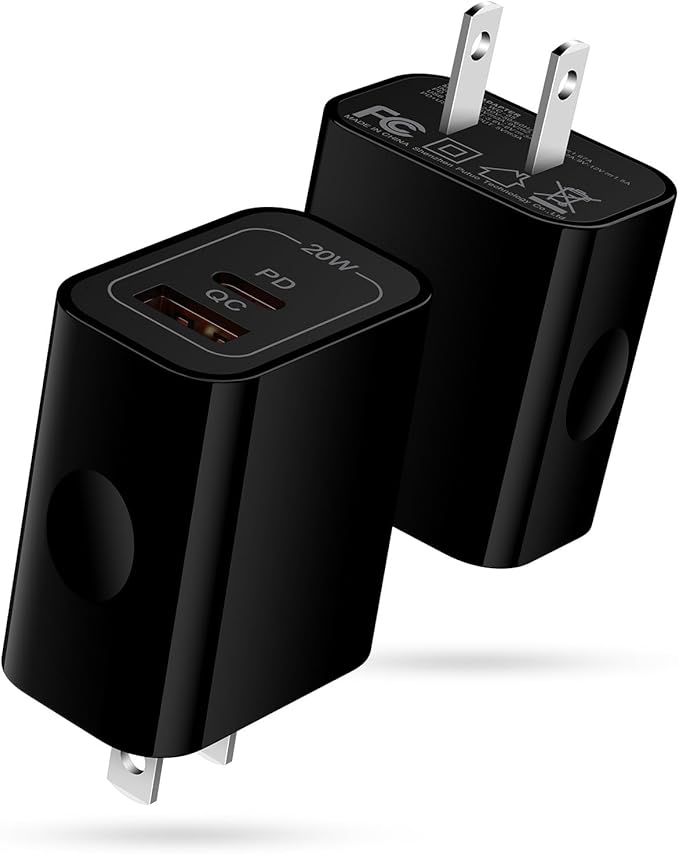 20W USB C Charger Cube,2-Pack Wall Plug Android Fast Charging Block, 2-Port PD+QC Power Adapter Type C Box for Samsung Galaxy S25 Ultra/S25 Plus/S24/S23/Watch Ultra 7/A36/A16/A26,iPhone 16e,Pixel 9A