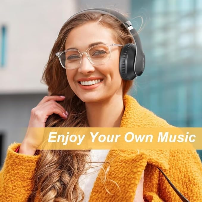 Wireless Bluetooth Headphones Over Ear, 65H Playtime HiFi Stereo Headset with Microphone and 6EQ Modes Foldable V5.3 Bluetooth Wireless Headphones for Travel Computer Laptop