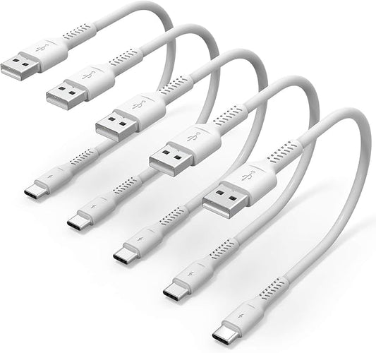 Umefly 1ft 5 Pack Durable USB A to USB Type C 3A Fast Charging Cord, Compatible with Samsung Galaxy S20/S10/S9/S8 Note 20/10/9/8, Moto Z/Z2, LG G5/G6/V20/V30/V40 and new USB-C devices