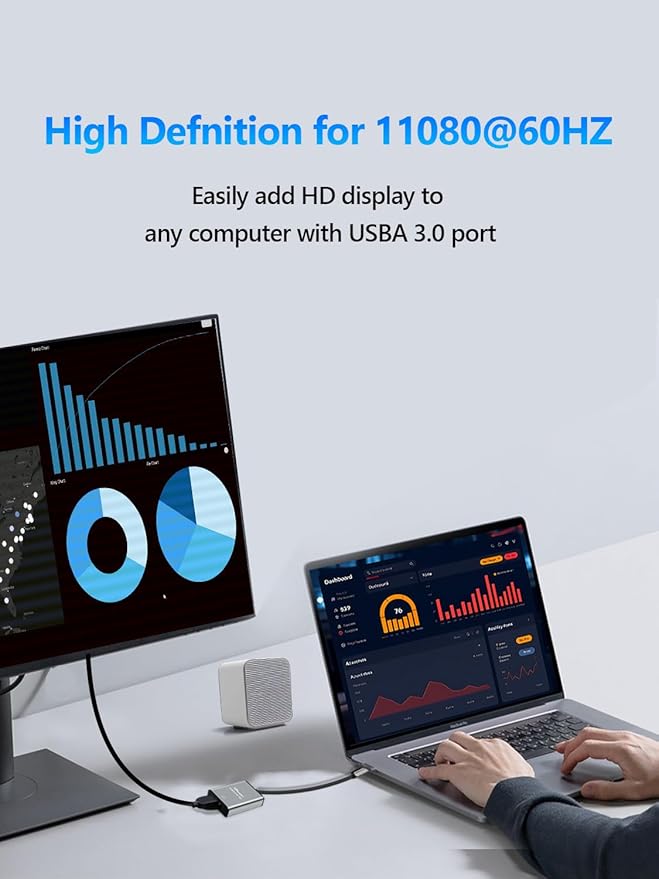 USB to HDMI Adapter,Hdmi to USBA for Monitor,USB A to HDMI for MacBook HD MI Adapter,Compatible with Windows 10/11 and Mac os,3.0 for 1080@60Hz