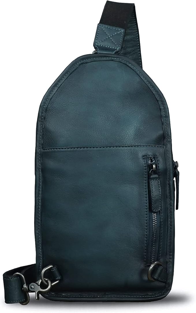 LRTO Genuine Leather Silng Bag for Men and Women Retro Leather Sling Backpack Purse Shoulder Crossbody Bag Chest Bag