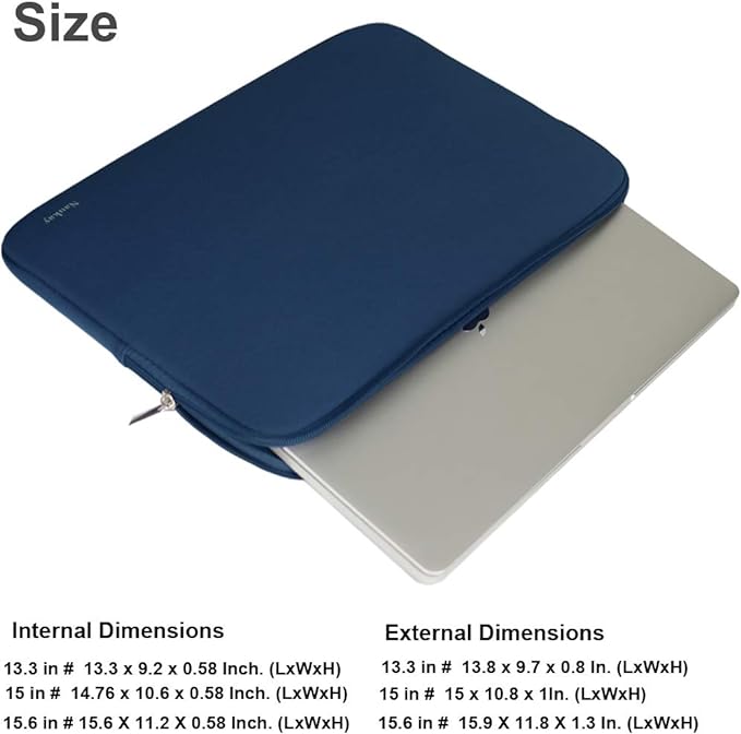 Laptop Bag Sleeve, Resistant Neoprene Laptop Sleeve/Notebook Computer Pocket Case/Tablet Briefcase Carrying Bag Compatible for 15 inch MacBook Pro, Ultrabook Notebook - (Dark Blue)