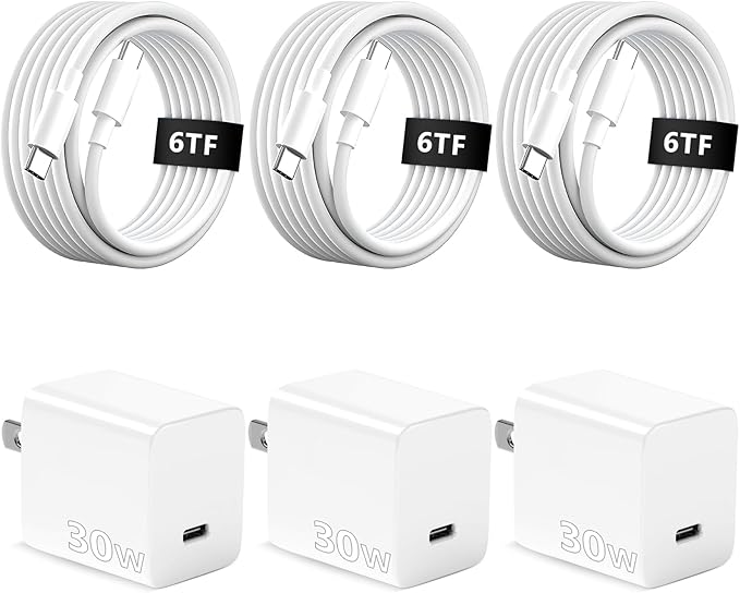 iPhone 15 16 17 Charger Fast Charging,6.6 FT Long USB C Charger Cord with 30W Type C Phone Fast Charging Block for iPhone 17/16/Pro/Pro max/16 Plus, iPhone 15/15 pro/15 pro max/15 Plus,iPad,Android