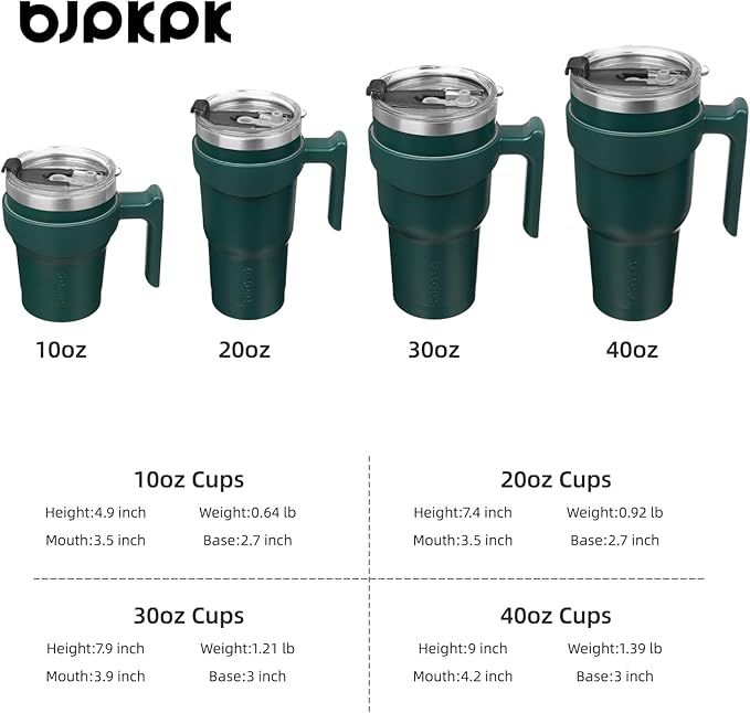 BJPKPK Tumbler With Handle 40oz Stainless Steel Insulated Tumbler With Lid And Straw For Water Or Ice Coffee,Army Green