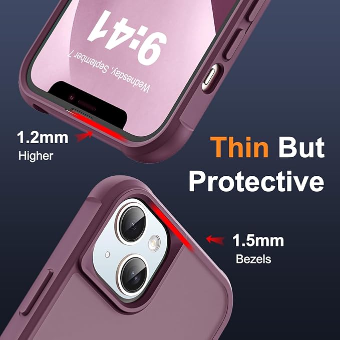 Compatible with iPhone 13 Case & iPhone 14 Case with Invisible Magnetic O-Ring Stand Translucent Phone Cases for 13 & 14 6.1" [Compatible with Mag-Safe][Great Grip Feeling], Wine Red