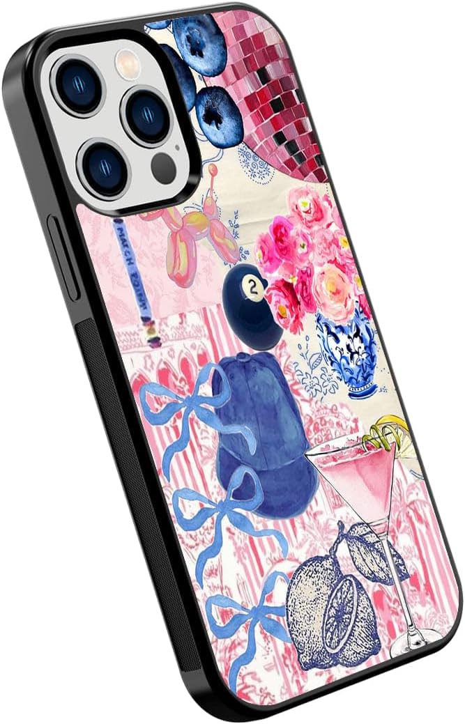 Aesthetic Collage Shockproof Protective Trendy Preppy Phone Case for iPhone 12 Pro Cute Flower Bow Cover