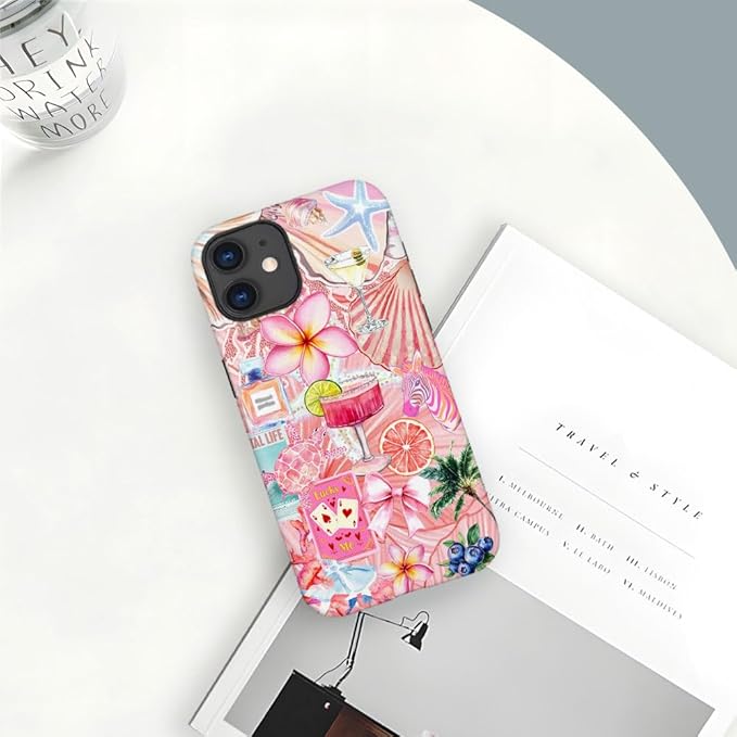 DAIZAG Case Compatible with iPhone 11,Fit Shockproof Cover for Women Girls,European Collage Lily Flower Seashell Pink