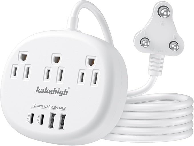 South Africa Plug Adapter, Type M Adapter for South Africa with 3 American Outlets 4 USB Ports (2 USB-C) Total 24W, Type M Plug Adapter for USA to South Africa Botswana Namibia Nepal Bhutan