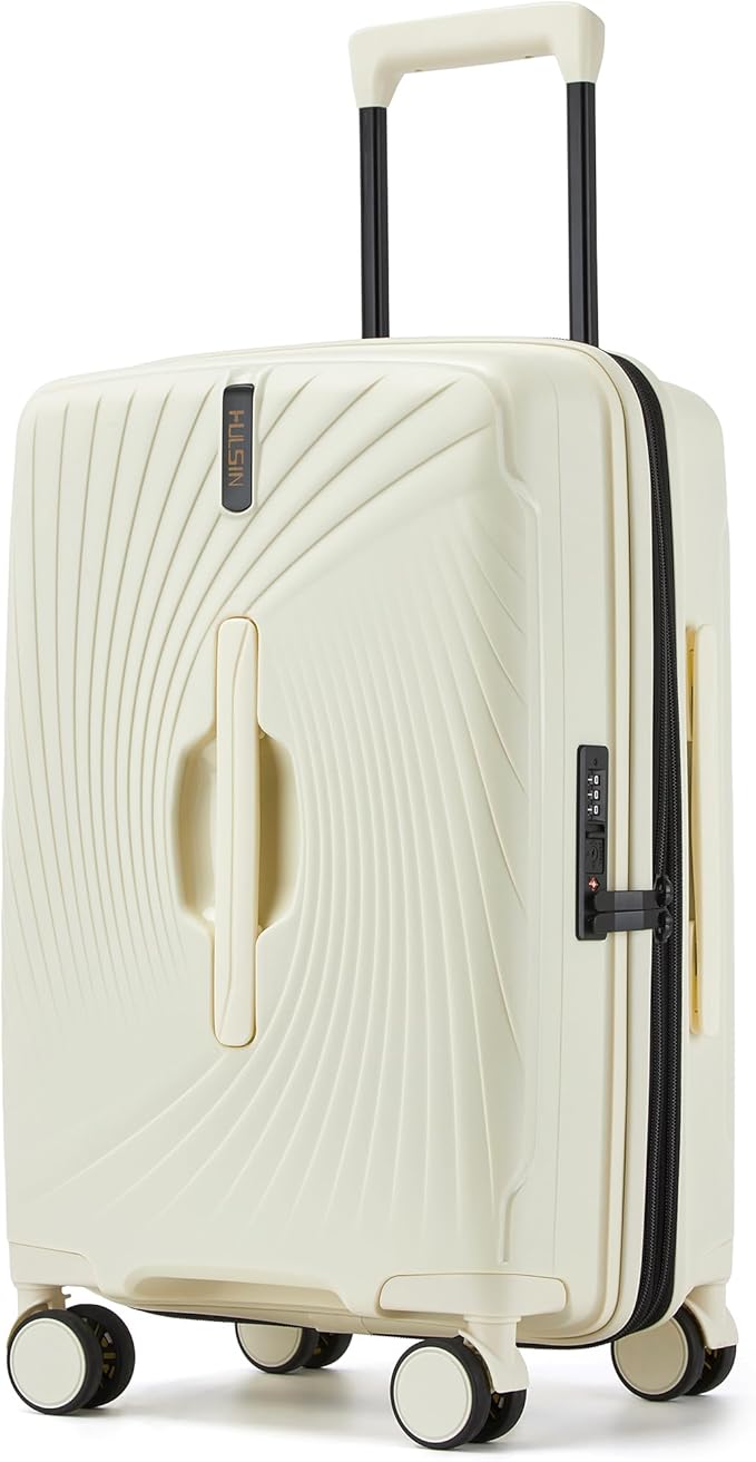 20 Inch Expandable Carry on Luggage, Hardside Lightweight Spinner Suitcase TSA Lock, 22x14x9 Airline Approved Hard Shell Expandable Travel Luggage with 20% More Capacity (White, 20 Inch)