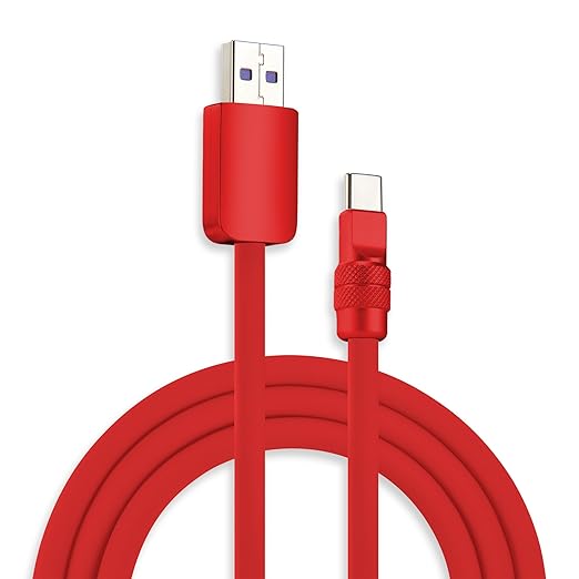 chubbycable Chubby 2.0 Fast Charging Cable Durable Soft Silicone USB C Cable 120W Extra Thick Charger Cord Compatible with iPhone 16/15 Series iPad, Red+Red, USB-A to Type-C, 16.4 FT