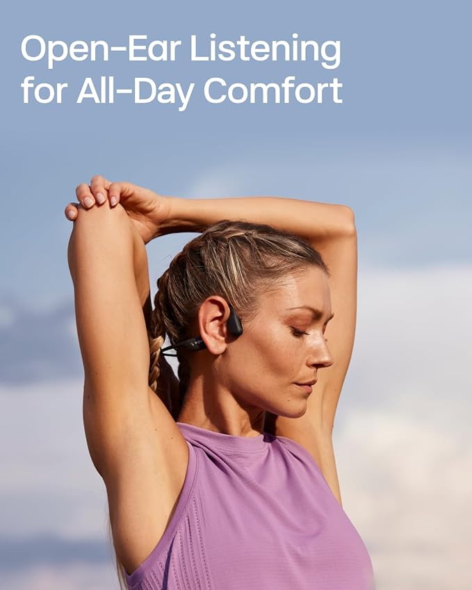 SHOKZ OpenRun Pro Mini- Open-Ear Bluetooth Bone Conduction Sport Headphones, Sweat Resistant Wireless Earphones for Workouts and Running with Premium Deep Base - Built-in Mic, with Hair Band, Black