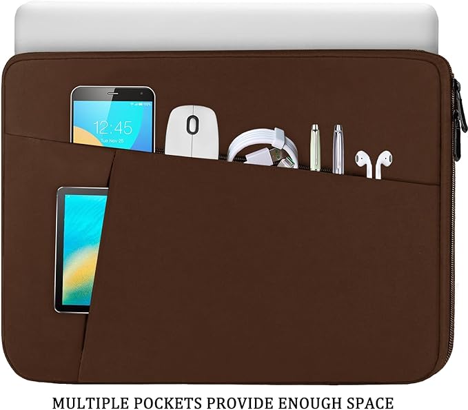 Laptop Sleeve Bag 15.6 inch, Shockproof Protective Computer Carrying Cover with Front Pocket, Laptop Case for 15.6 inch HP, Dell, Acer, Asus, Notebook, Coffee Color