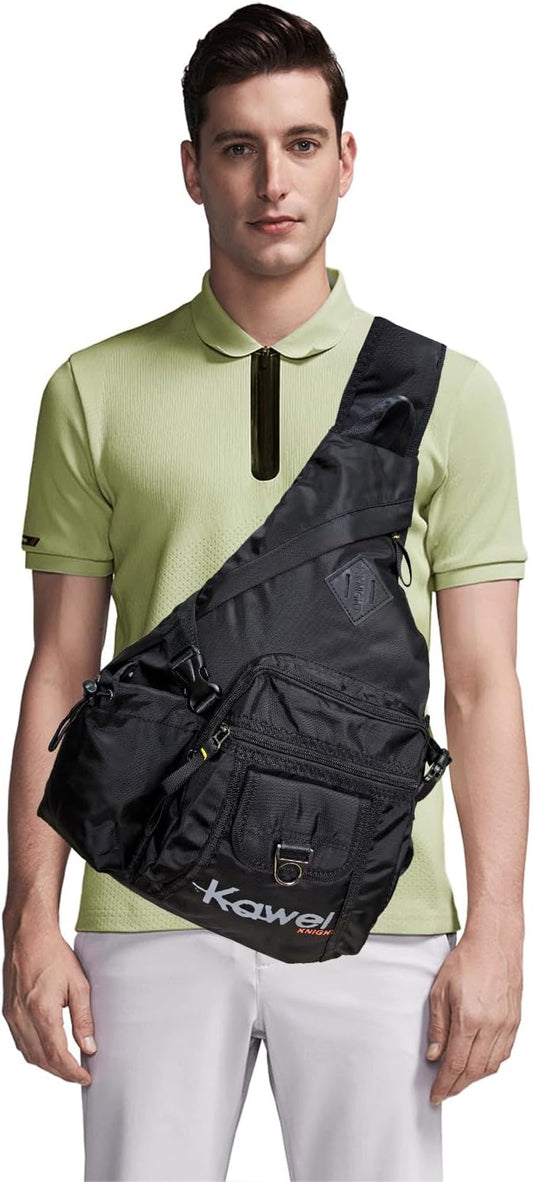 Large Sling Bag Laptop Backpack Cross Body Messenger Bag Shoulder Travel Rucksack (D- Black)