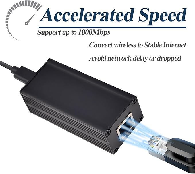 25W Gigabit PoE to USB-C Driver Converter for Phone/Tablet, PoE to Type-C Power Output with Ethernet 2 in 1, 5V/9V/12V/15V/20V Adaptive Output, Plug & Play (GPD2CAT-20V)