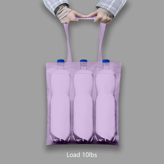TOPDesign 24-Pack Economical 16"x15" Lavender Cotton Tote Bags, Lightweight Medium Reusable Grocery Shopping Cloth Bags, Suitable for DIY, Advertising, Promotion, Gift, Activity