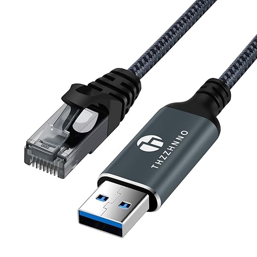 USB to Ethernet Adapter 3.3FT, USB 3.0 A to RJ45 Male Cable Directly Connected Gigabit LAN Network, Compatible with Laptop, PC, MacBook, Switch, Windows, macOS, Linux