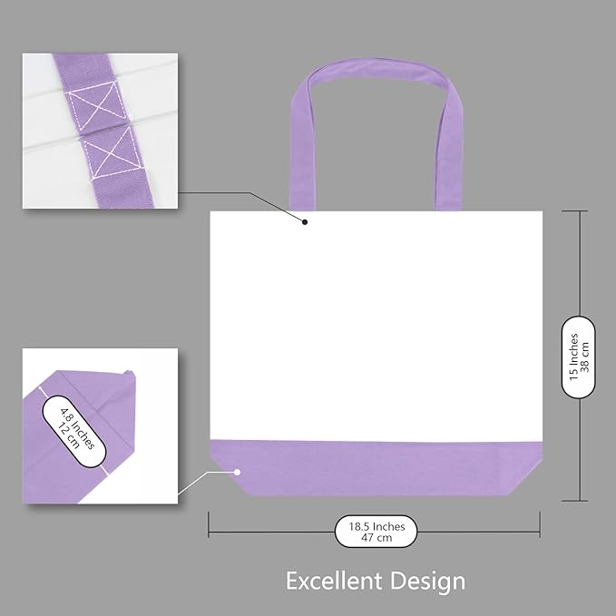 TOPDesign 1-Pack Super Strong Large 12oz Cotton Canvas Tote Bag, Reusable Grocery Shopping Cloth Bag, Fashionable Two-Tone Tote for Crafts, DIY Your Creative Designs