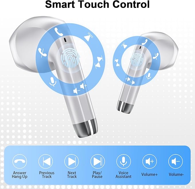 Wireless Earbuds, Bluetooth 5.4 in Ear Ear Bud with 4 ENC Noise Cancelling Mic, 48 Hours Earphones with HiFi Stereo Deep Bass, IPX7 Waterproof Headphones Compatible with iOS Android for Sports Work