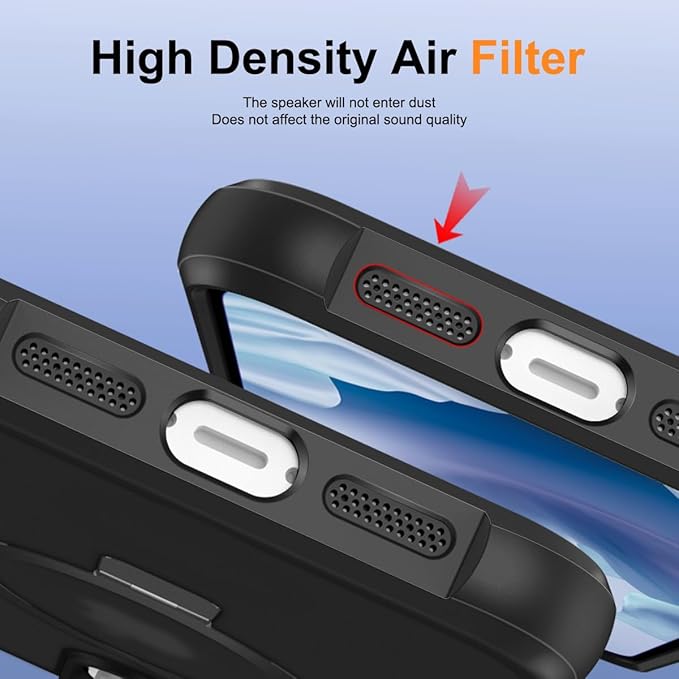 Compatible with iPhone 14 Pro Case with Invisible Magnetic O-Ring Stand Military-Grade Translucent Case for iPhone 14 Pro 6.1" [Compatible with Mag-Safe][Great Grip Feeling], Black