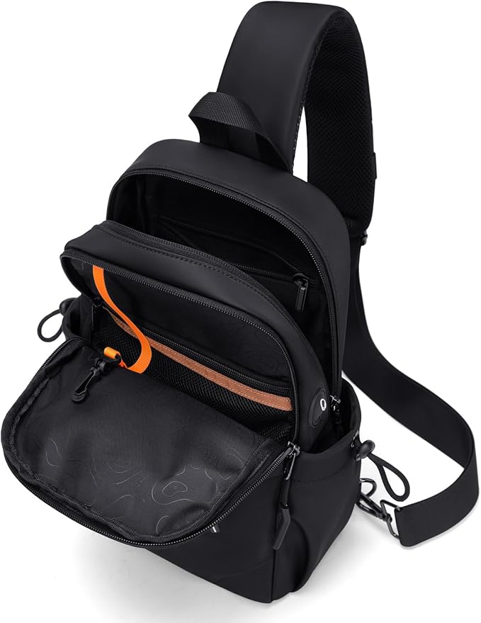 VNINE Small Sling Crossbody Backpack Shoulder Bag for Men Women, Lightweight One Strap Back Pack Sling Bag Backpack for Hiking Walking Biking Travel Cycling with Headphone Port