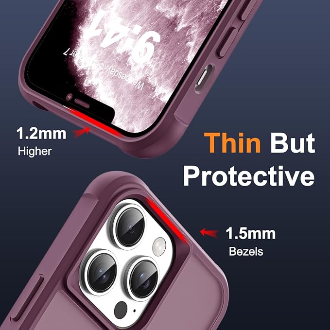 Compatible with iPhone 11 Pro Max Case with Invisible Magnetic O-Ring Stand Military-Grade Translucent Case for iPhone 11 ProMax 6.5" [Compatible with Mag-Safe][Great Grip Feeling], Wine Red
