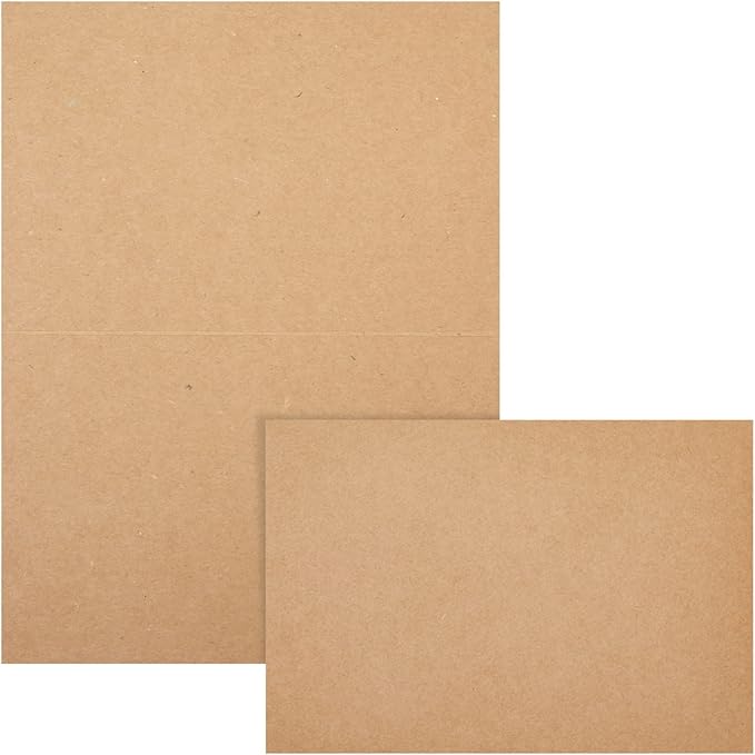 Blank Kraft Paper Cards & Envelopes - 4 x 6 in, 100-Pack - For Wedding Invitations & Birthday Greetings - DIY Card Making Supplies