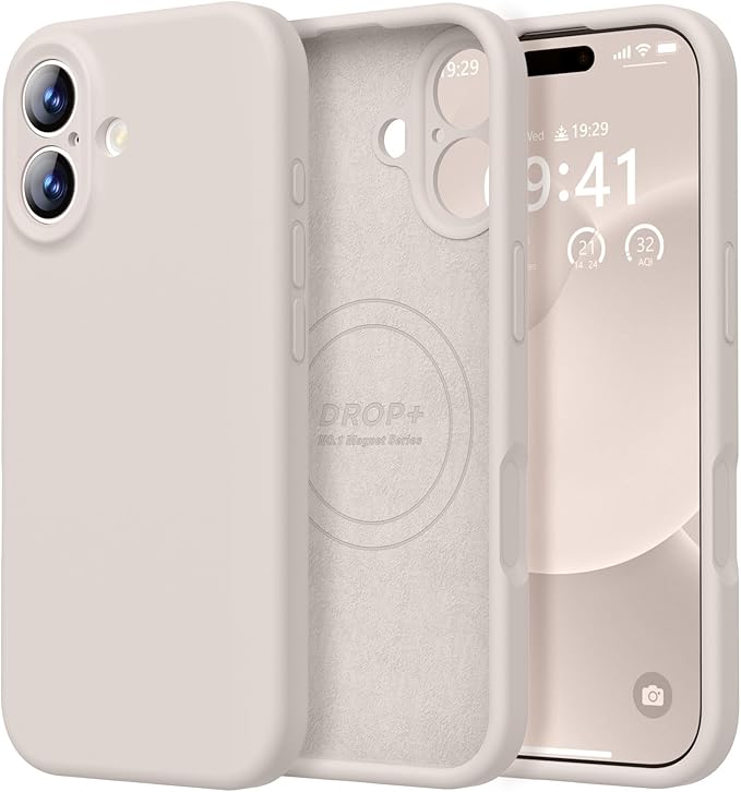 LOVE 3000 Designed for iPhone 17 Case, Premium Silicone [Compatible with Magsafe][Soft Anti-Scratch Microfiber Lining] Shockproof Protective Phone Case for Men Women 6.3", Stone