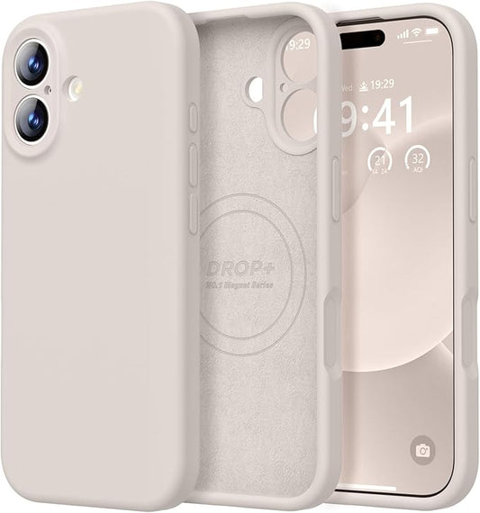 LOVE 3000 Designed for iPhone 17 Case, Premium Silicone [Compatible with Magsafe][Soft Anti-Scratch Microfiber Lining] Shockproof Protective Phone Case for Men Women 6.3", Stone