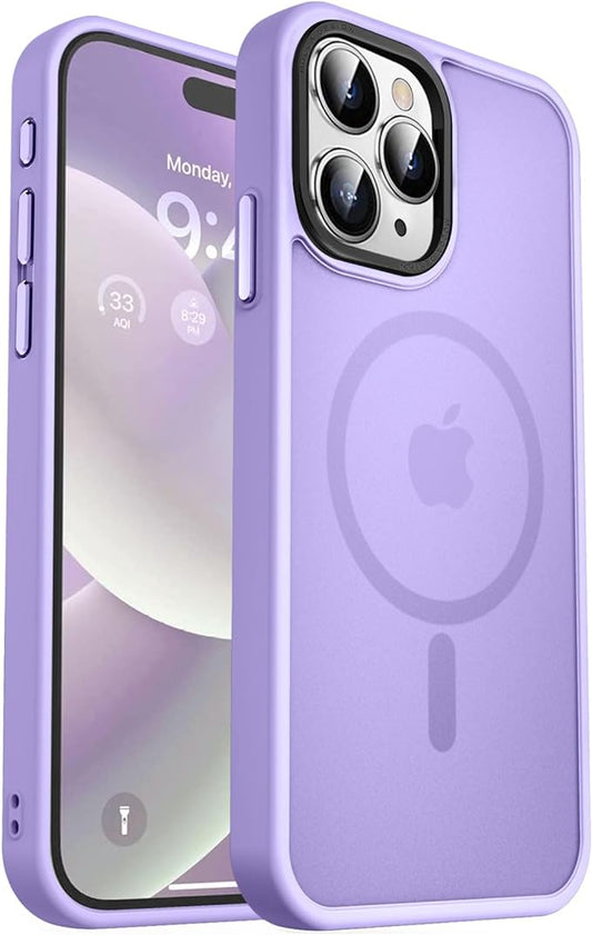 MOCCA Strong Magnetic for iPhone 15 Pro Max Case, [Compatible with Magsafe][13FT Military Drop Protection] Slim Translucent Matte Shockproof Case for iPhone 15 ProMax Case 6.7'', Light Purple