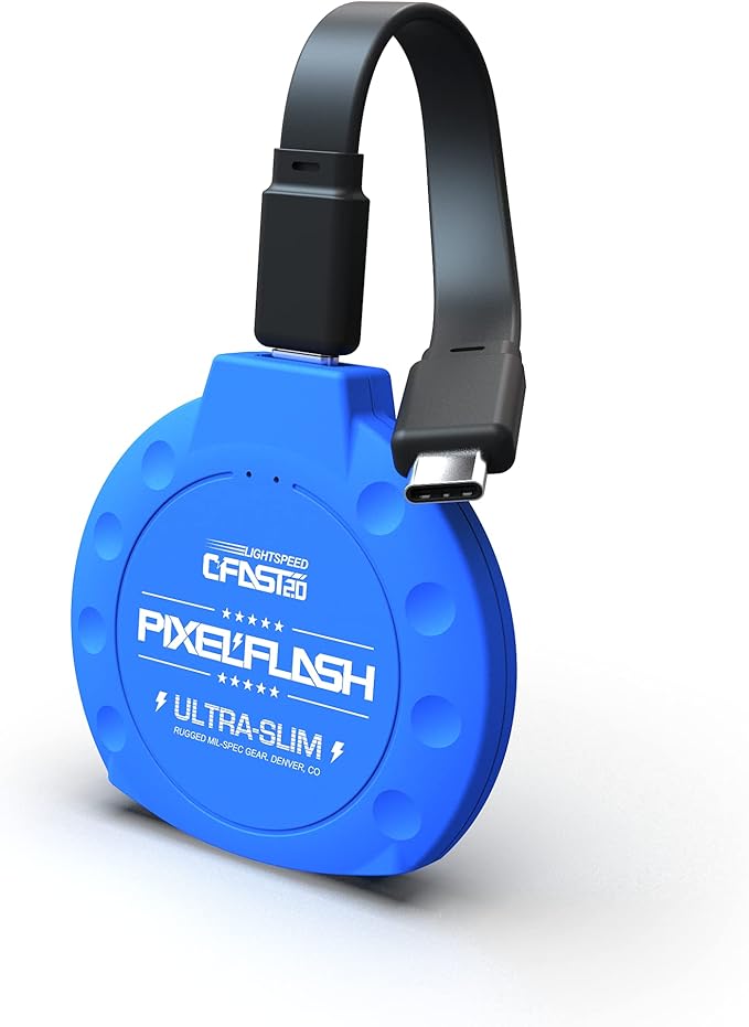 PixelFlash CFast 2.0 Card Reader USB C (Blue) - Memory Card Adapter with Cabled Type-C USB 3.1 Gen 2, Up to 10Gbps File Transfer, Ultra-Slim & Anti-Slip Rubber Shell, Compatible with Most Brands & OS