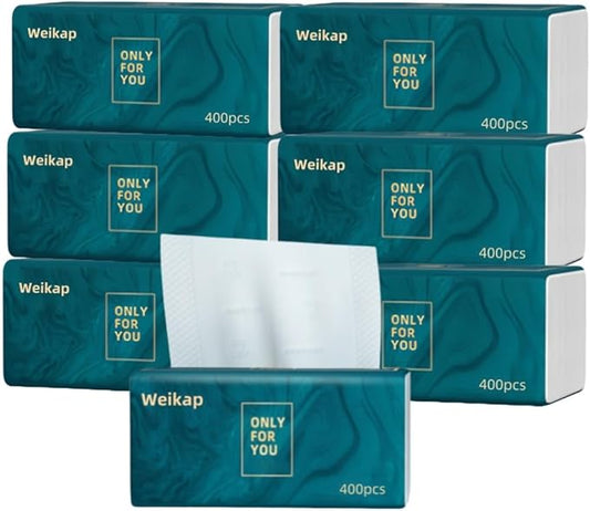 Facial Tissues, 4-Ply, 400 Sheets Per Box For Home Office Camp Native Wood Pulp Fiber Material, NOT In Box (6 Packs 2400 Sheets)