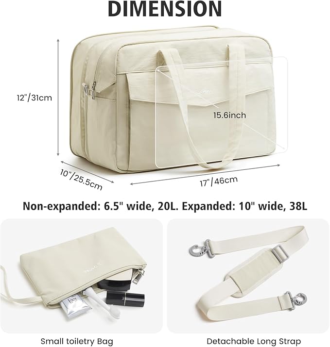 G4Free Expandable Duffle Bag for Travel Weekender Overnight Carry On Tote Duffel Bags for Men Women (Beige)
