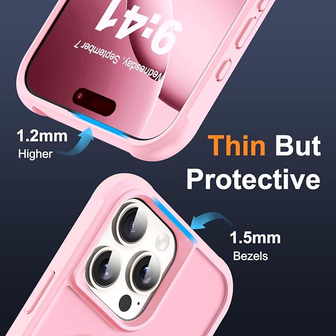 Compatible with iPhone 16 Pro Max Case with Invisible Magnetic O-Ring Stand Military-Grade Translucent Case for iPhone 16 ProMax 6.9" [Compatible with Mag-Safe][Great Grip Feeling], Pink