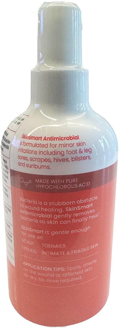 SkinSmart Antimicrobial Wound Therapy, Hypochlorous Acid Safely Removes Bacteria so Wounds Can Heal, 8 Ounce Clear Spray