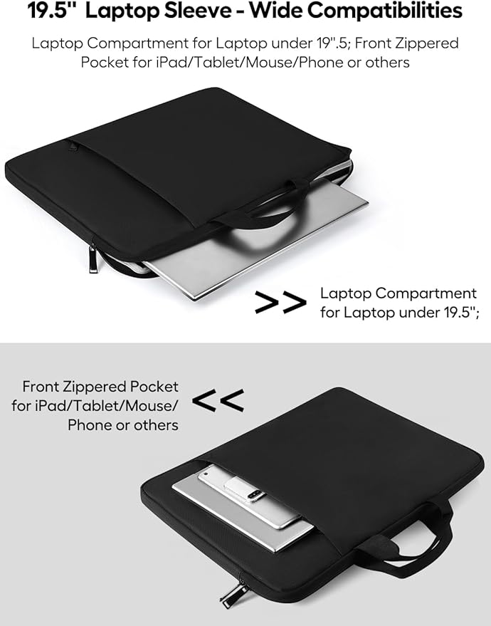UPERFECT Laptop Sleeve 19.5-inch for Laptop/Portable Monitor/Notebook/Tablet with Large Capacity Side Pockets & Durable Handle-Waterproof/Shockproof-Padded Compartments-Zippered Accessory Storage
