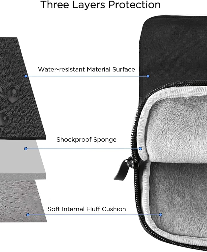 Laptop Case Sleeve 16 inch, Computer Carrying Cover 15.6 inch with Front Pocket, Durable Shockproof Protective Traveling Briefcase Handbags Laptop Sleeve Bag for Notebook, Tablet (Black)