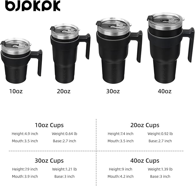 BJPKPK 20oz Tumbler With Handle Stainless Steel Insulated Tumbler Cups With Lid And Straw For Home, Office or Car,Black